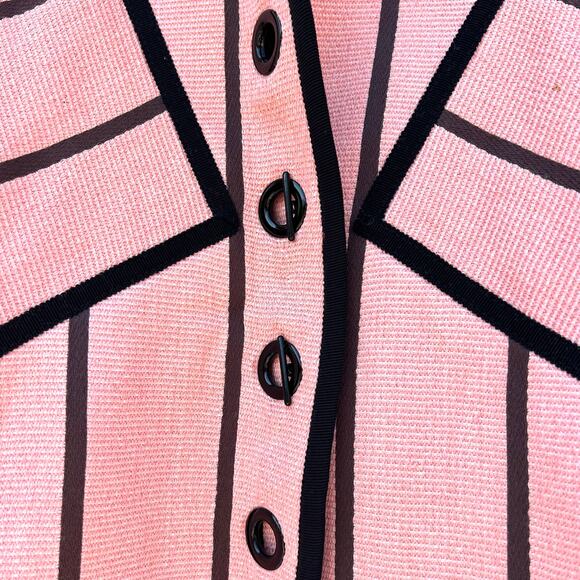 Sandro Paris Boucle Lady Jacket Linen Cotton Pink 38 Size 6 Preppy Chic - Picture 5 of 9